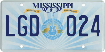 MS license plate LGD024