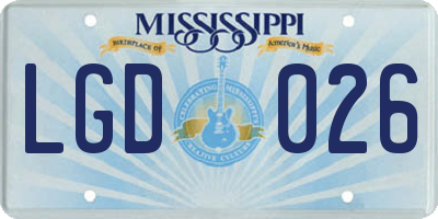 MS license plate LGD026