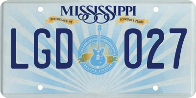 MS license plate LGD027