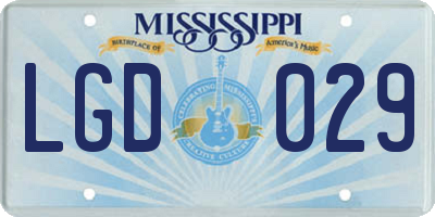 MS license plate LGD029