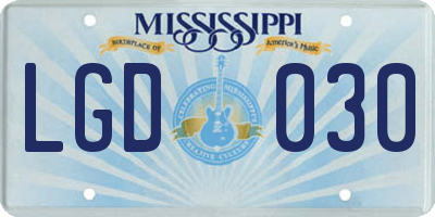 MS license plate LGD030