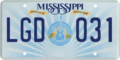 MS license plate LGD031