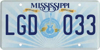 MS license plate LGD033