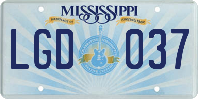 MS license plate LGD037