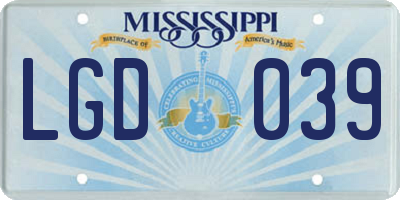 MS license plate LGD039