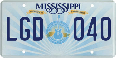 MS license plate LGD040