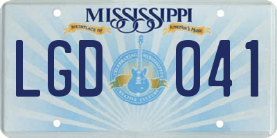 MS license plate LGD041