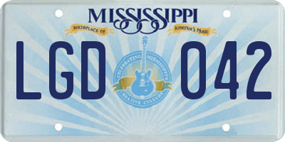 MS license plate LGD042