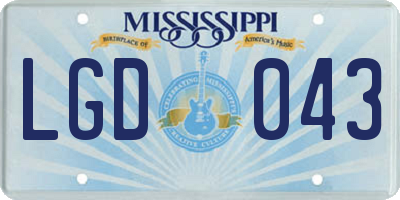 MS license plate LGD043