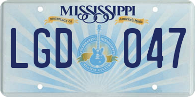 MS license plate LGD047