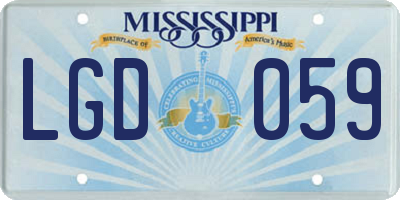 MS license plate LGD059