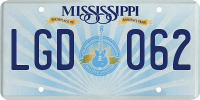 MS license plate LGD062