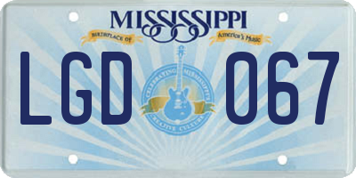 MS license plate LGD067