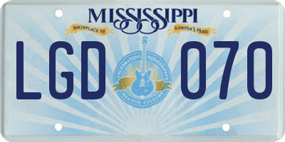MS license plate LGD070