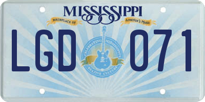 MS license plate LGD071