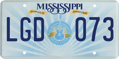 MS license plate LGD073