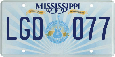 MS license plate LGD077