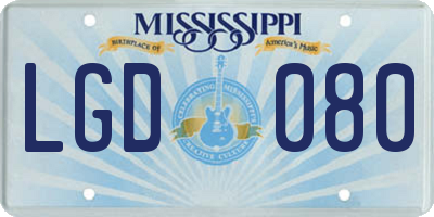 MS license plate LGD080