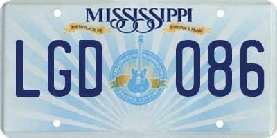 MS license plate LGD086
