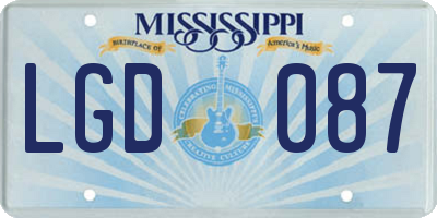 MS license plate LGD087