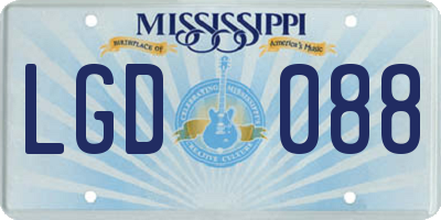 MS license plate LGD088