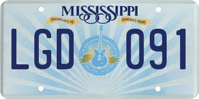 MS license plate LGD091