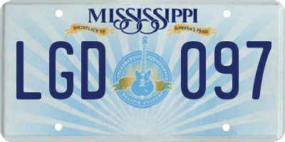 MS license plate LGD097