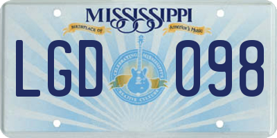 MS license plate LGD098