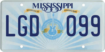 MS license plate LGD099