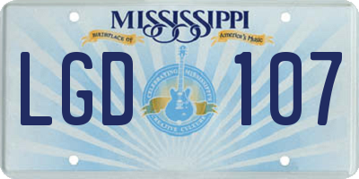 MS license plate LGD107