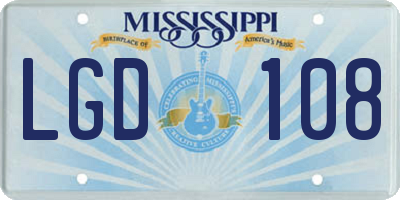MS license plate LGD108