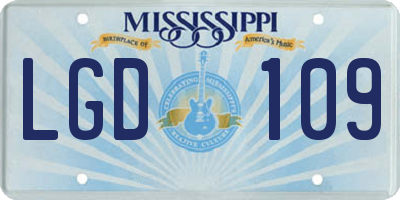 MS license plate LGD109