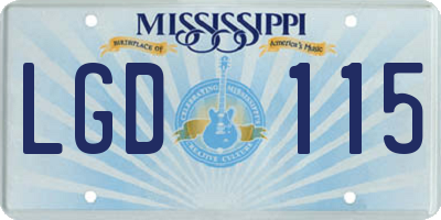 MS license plate LGD115