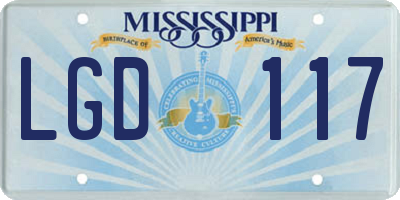 MS license plate LGD117