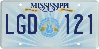 MS license plate LGD121