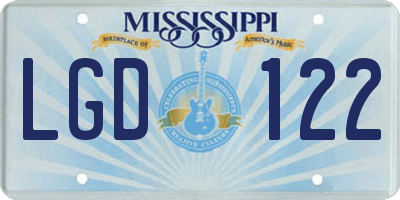 MS license plate LGD122