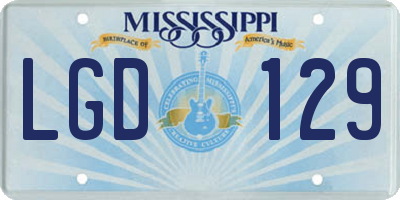 MS license plate LGD129