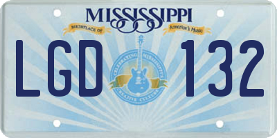 MS license plate LGD132