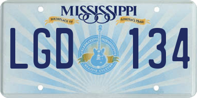 MS license plate LGD134