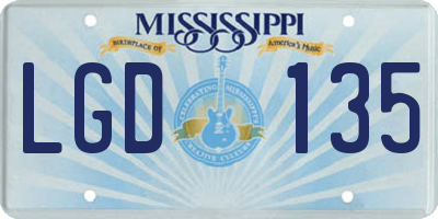 MS license plate LGD135