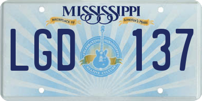 MS license plate LGD137