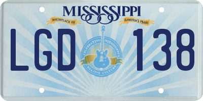 MS license plate LGD138