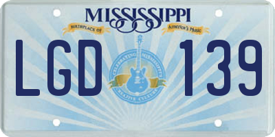 MS license plate LGD139