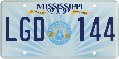 MS license plate LGD144