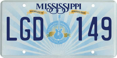 MS license plate LGD149