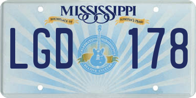 MS license plate LGD178