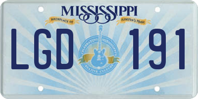 MS license plate LGD191