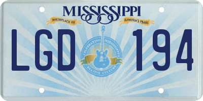 MS license plate LGD194