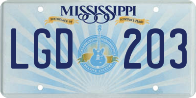 MS license plate LGD203