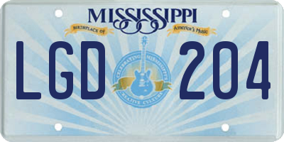 MS license plate LGD204